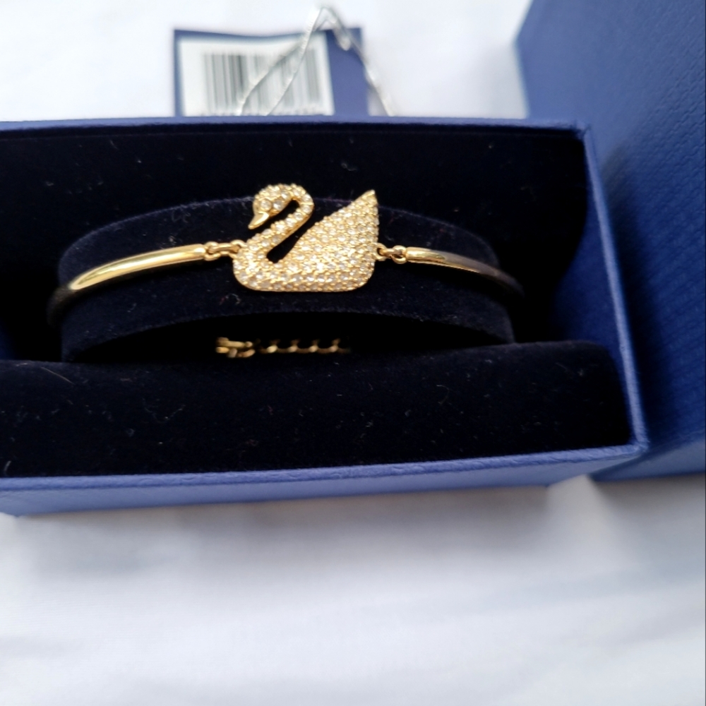 Swarovski Crystal Swan Bangle Bracelet Gold #5083133